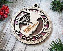 Load image into Gallery viewer, State Ornament - Wood USA Ornament - Christmas Ornament - New Jersey Ornament