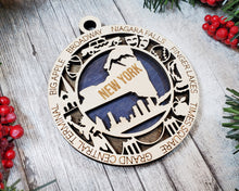 Load image into Gallery viewer, State Ornament - Wood USA Ornament - Christmas Ornament - New York Ornament