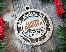 Load image into Gallery viewer, State Ornament - Wood USA Ornament - Christmas Ornament - South Dakota Ornament