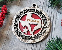 Load image into Gallery viewer, State Ornament - Wood USA Ornament - Christmas Ornament - Texas Ornament