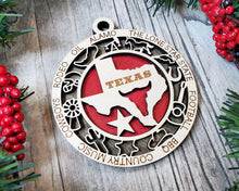 Load image into Gallery viewer, State Ornament - Wood USA Ornament - Christmas Ornament - Texas Ornament
