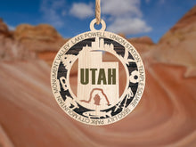 Load image into Gallery viewer, State Ornament - Wood USA Ornament - Christmas Ornament - Utah Ornament