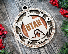 Load image into Gallery viewer, State Ornament - Wood USA Ornament - Christmas Ornament - Utah Ornament