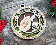 Load image into Gallery viewer, State Ornament - Wood USA Ornament - Christmas Ornament - West Virginia Ornament