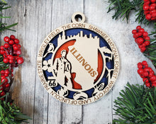Load image into Gallery viewer, State Ornament - Wood USA Ornament - Christmas Ornament - Illinois Ornament
