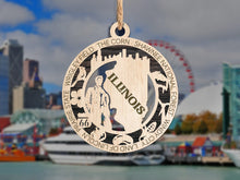 Load image into Gallery viewer, State Ornament - Wood USA Ornament - Christmas Ornament - Illinois Ornament
