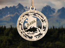 Load image into Gallery viewer, State Ornament - Wood USA Ornament - Christmas Ornament - Alaska Ornament