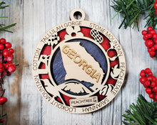 Load image into Gallery viewer, State Ornament - Wood USA Ornament - Christmas Ornament - Georgia Ornament