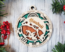Load image into Gallery viewer, State Ornament - Wood USA Ornament - Christmas Ornament - Hawaii Ornament