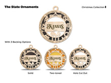 Load image into Gallery viewer, State Ornament - Wood USA Ornament - Christmas Ornament - Kansas Ornament