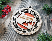 Load image into Gallery viewer, State Ornament - Wood USA Ornament - Christmas Ornament - Oregon Ornament
