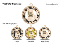 Load image into Gallery viewer, State Ornament, Wood USA Ornament, Christmas Ornament, Rhode Island Ornament