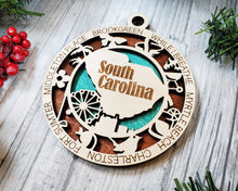 Load image into Gallery viewer, State Ornament - Wood USA Ornament - Christmas Ornament - South Carolina Ornament
