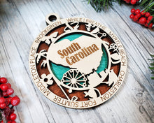 Load image into Gallery viewer, State Ornament - Wood USA Ornament - Christmas Ornament - South Carolina Ornament