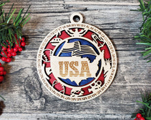 Load image into Gallery viewer, State Ornament - Wood USA Ornament - Christmas Ornament - USA Ornament - United States Ornament