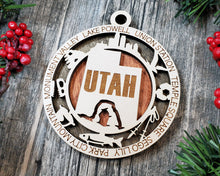 Load image into Gallery viewer, State Ornament - Wood USA Ornament - Christmas Ornament - Utah Ornament