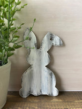 Load image into Gallery viewer, 8 Inch Corrugated metal bent ear bunny - spring decor - Easter- bunny decor
