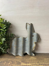 Load image into Gallery viewer, 6 Inch Corrugated metal bunny - spring decor - Easter- bunny decor