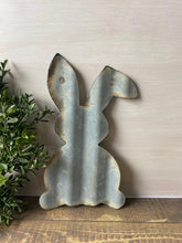 Load image into Gallery viewer, 8 Inch Corrugated metal bent ear bunny - spring decor - Easter- bunny decor
