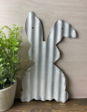 Load image into Gallery viewer, 16 inch Corrugated metal bent ear bunny - spring decor - Easter- bunny decor