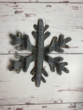 Load image into Gallery viewer, Corrugated Snowflake - 8 inch Small Natural or White - Simple Snowflake - Metal Snowflake - Holiday Decor - Christmas - Winter Decor