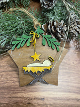 Load image into Gallery viewer, Nativity ornament, Christmas ornament, Christmas decor, Ornament, tiered tray decor, religious Ornament, Baby Jesus ornament