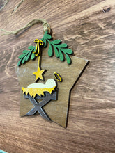 Load image into Gallery viewer, Nativity ornament, Christmas ornament, Christmas decor, Ornament, tiered tray decor, religious Ornament, Baby Jesus ornament