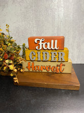 Load image into Gallery viewer, Fall Word Stack, Fall, Cider and Harvest, Wood Shelf Sitter, Tiered Tray Decor