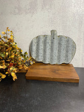 Load image into Gallery viewer, 8 inch corrugated Pumpkin, fall decor, rustic fall decorations