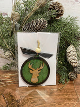 Load image into Gallery viewer, Farmhouse Round Tree or Deer ornament - Christmas decor - Ornament- tiered tray decor - tree ornament - deer ornament - Rustic Ornament