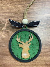 Load image into Gallery viewer, Farmhouse Round Tree or Deer ornament - Christmas decor - Ornament- tiered tray decor - tree ornament - deer ornament - Rustic Ornament