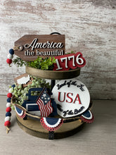 Load image into Gallery viewer, Patriotic Mini Tiered Tray US Beaded Tag
