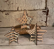 Load image into Gallery viewer, Set of 3 3D laser cut wood stars
