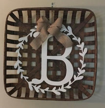 Load image into Gallery viewer, 20 Inch Monogram Wreath - Metal Decor - Door Hanger - Laurel Wreath - Farmhouse Wreath