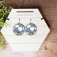 Load image into Gallery viewer, Sports Mom Drop Earrings - football, basketball, baseball, soccer
