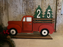 Load image into Gallery viewer, Vintage Truck Christmas Countdown- red truck - interchangeable countdown - farmhouse Christmas