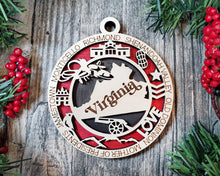 Load image into Gallery viewer, State Ornament - Wood USA Ornament - Christmas Ornament - Virginia Ornament