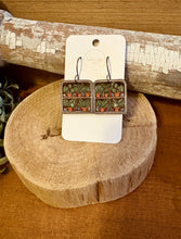 Load image into Gallery viewer, Bookcase Version 3 Drop Earrings, laser engraved, hand painted, wood earrings, nickel free
