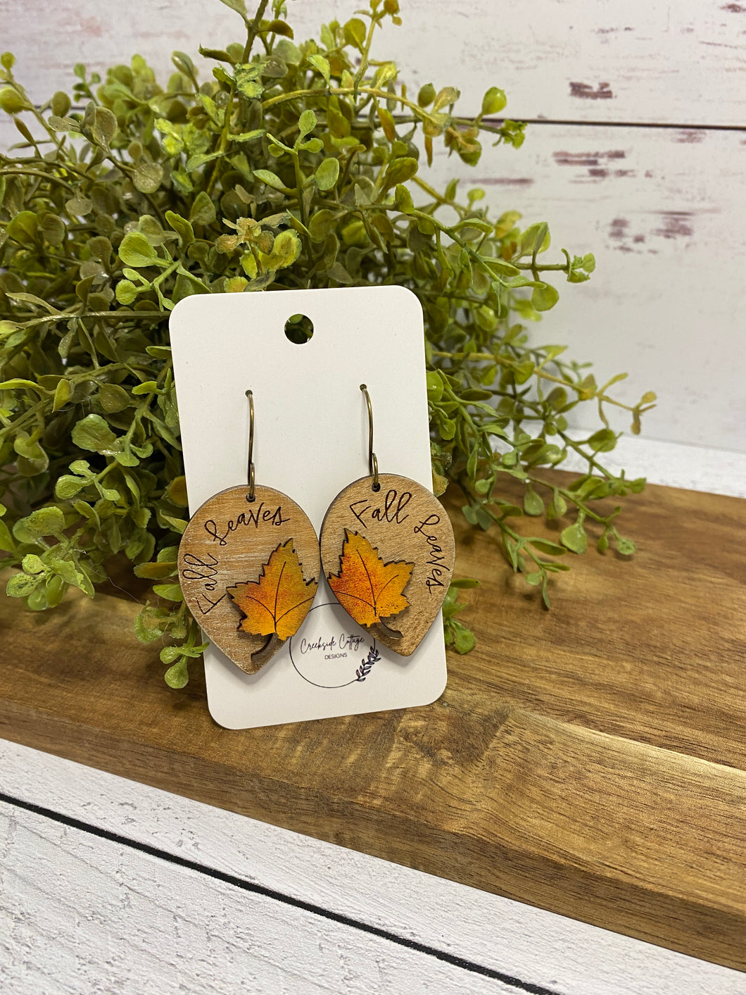 Fall Leaves Earrings, Wooden Laser Engraved Jewelry, Autumn Leaf Earri – Creekside Cottage Designs