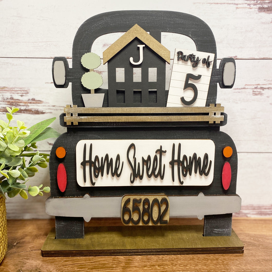 Interchangeable 12 Inch Vintage Truck Base with Home Sweet Home Starter Insert