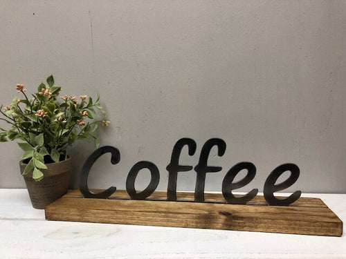 Farmhouse Decor - Coffee - Metal Decor - Shelf Sitter