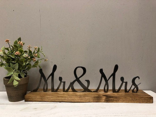 Farmhouse Decor - Mr & Mrs - Metal Decor - Shelf Sitter - Wedding Decor