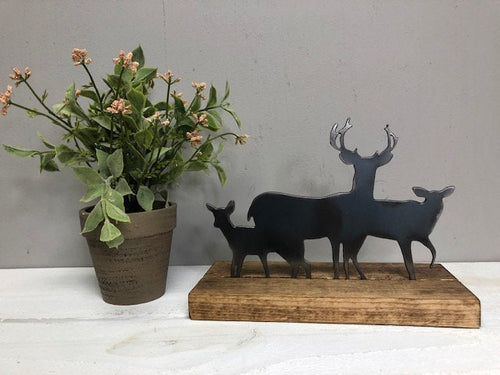 Farmhouse Decor - Deer Family - Metal Decor - Shelf Sitter - Lodge Decor