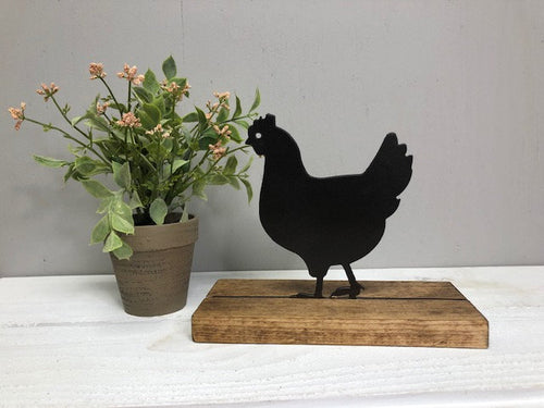 Farmhouse Decor - Hen - Chicken - Metal Decor - Shelf Sitter