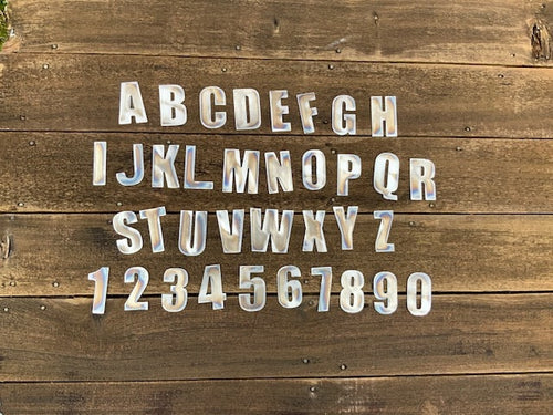 1 1/2 inch Metal Letters Numbers (Impact), Small Metal Letters Numbers, Steel, Rustic Letters, Rusty or Natural Steel, Sign Letters