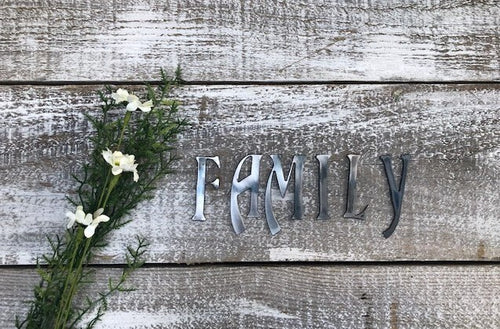 Family - 2 inch Metal Letters- Small Metal Letters - Steel - Natural Steel - Sign Letters - Craft Supplies