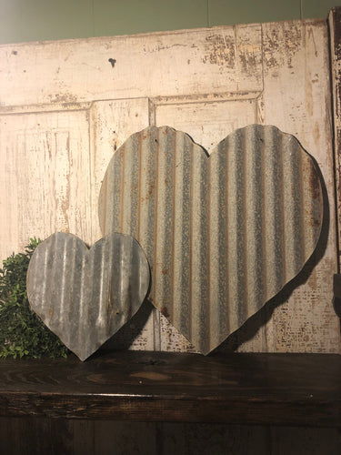 Corrugated metal heart (10” - Spring Decor - Valentine decor- Heart