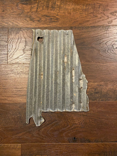Corrugated metal state, Alabama state sign, 9 inch, Farmhouse Decor, state pride