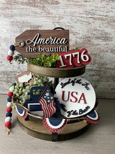 Load image into Gallery viewer, Land of the Brave Tiered Tray set, Patriotic decor, tiered tray decor
