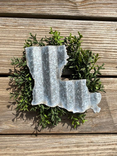 6 inch Corrugated metal state - Louisiana - Farmhouse Decor - state